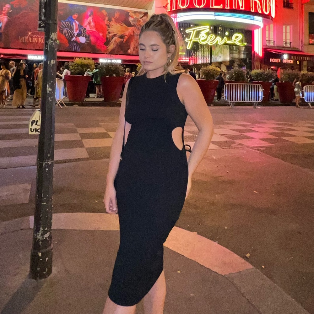 - Midi Body Con Dress with side Cut out